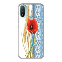 Силиконовый Чехол на Motorola MOTO E20 с картинкой Вышиванки (Вышиванка с цветком)