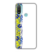 Силиконовый Чехол на Motorola MOTO E20 с картинкой Вышиванки (Желто-синяя вышиванка)