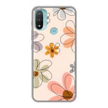 Чехол с цветочным принтом на Мото Е20 (Разноцветные цветы)