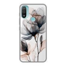 Чехол с цветочным принтом на Мото Е20 (Цветы на белом)