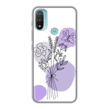 Силиконовый чехол с принтом в цветах на Motorola MOTO E20 – Фиолетовый букет