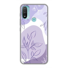 Силиконовый чехол с принтом в цветах на Motorola MOTO E20 – Фиолетовый дизайн