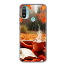 Чехол с уникальным дизайном «Осень с кофе» для Motorola MOTO E20 – Кофе и дождь