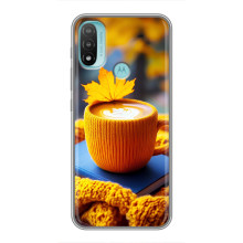 Чехол с уникальным дизайном «Осень с кофе» для Motorola MOTO E20 – Кофе с жёлтым