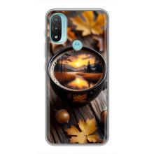 Чехол с уникальным дизайном «Осень с кофе» для Motorola MOTO E20 – Тёмный кофе