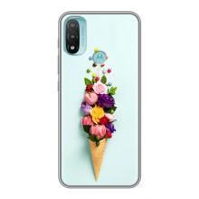 Чехлы с тематикой "ЦВЕТЫ" на Motorola MOTO E20 (Цветок-мороженное)