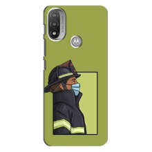 Силиконовый бампер (Работники) на Motorola Moto E20 (Пожарник)