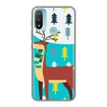 Силіконовий бампер з картинкою звірів для Motorola MOTO E20 (Олень із шарфом)