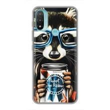 Силіконовий Чохол з Энотами  на Motorola MOTO E20 (Єнот в окулярах)