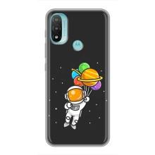 Силіконовый Чохол з принтом "Космонавти" на Motorola MOTO E20 (Космонавт з кульками)