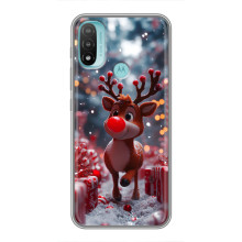 Яркий чехол для Motorola MOTO E20 с Зимними Оленятами – Олень среди подарков