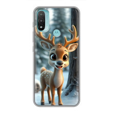 Яркий чехол для Motorola MOTO E20 с Зимними Оленятами – Оленёнок в лесу