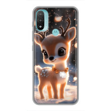 Яркий чехол для Motorola MOTO E20 с Зимними Оленятами – Оленёнок