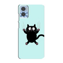 Чохол з принтом для Motorola MOTO E22 (AlphaPrint) Модні коти (Падаючий кіт)