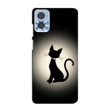 Чохол з принтом для Motorola MOTO E22 (AlphaPrint) Модні коти (Силует котика)