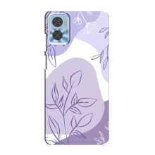 Силиконовый чехол с принтом в цветах на Motorola MOTO E22 – Фиолетовый дизайн