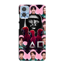 Чехол Гра в кальмара для Motorola MOTO E22 – Персонажи игры кальмара