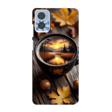 Чехол с уникальным дизайном «Осень с кофе» для Motorola MOTO E22 – Тёмный кофе