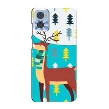 Силіконовий бампер з картинкою звірів для Motorola MOTO E22 (Олень із шарфом)
