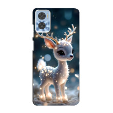 Яркий чехол для Motorola MOTO E22 с Зимними Оленятами – Блистающий оленёнок
