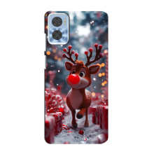 Яркий чехол для Motorola MOTO E22 с Зимними Оленятами – Олень среди подарков