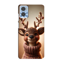 Яркий чехол для Motorola MOTO E22 с Зимними Оленятами – Олень в свитере