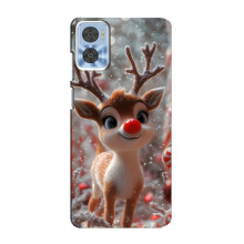 Яркий чехол для Motorola MOTO E22 с Зимними Оленятами