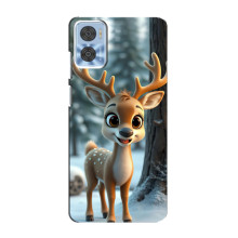 Яркий чехол для Motorola MOTO E22 с Зимними Оленятами – Оленёнок в лесу