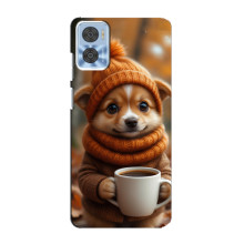 Друкований чохол 'Звірята з кавою' для Motorola MOTO E22 – Песик з кавою