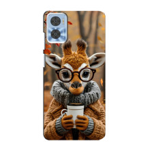 Друкований чохол 'Звірята з кавою' для Motorola MOTO E22 – Жираф з кавою