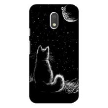 Чехол с принтом для Motorola MOTO E3 (AlphaPrint) Модные коты (Котик и луна)