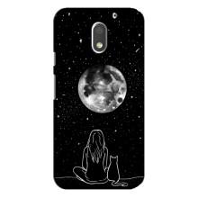 Чехол с рисунком кот на Motorola MOTO E3 – Девушка с котом