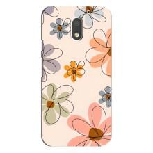 Чехол с цветочным принтом на Мото Е3 – Разноцветные цветы