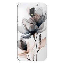 Чехол с цветочным принтом на Мото Е3 – Цветы на белом