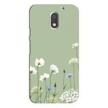 Чехол с цветочным принтом на Мото Е3 – Цветы на зеленом