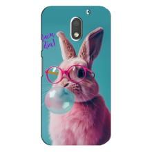 Чехол с принтом стильные животные для Мото Е3 – Кролик в очках