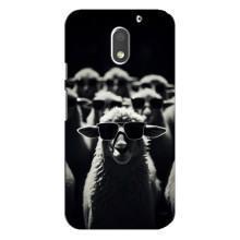 Чехол с принтом стильные животные для Мото Е3 – Овечка в очках