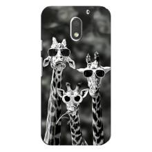 Силіконовий чохол з КАРТИНКАМИ літо для Motorola MOTO E3 (AlphaPrint) (Жирафи в окулярах)