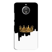 Чехол (Корона на чёрном фоне) для Мото Е4 – Золотая корона