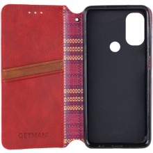 Кожаный чехол-книжка GETMAN Cubic (PU) для Motorola Moto E40 – Красный