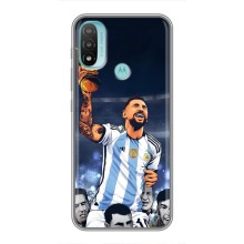 Чехлы для Motorola MOTO E40 (Leo чемпион) (AlphaPrint) (Месси с кубком)
