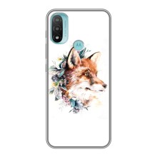 Чехлы с картинкой Лисички для Motorola MOTO E40 (VPrint) (Лисичка в цветочках)