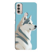 Чехол с Хаски для Motorola Moto E40 - (AlphaPrint) (Хаски арт)