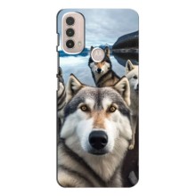 Чехол с Хаски для Motorola Moto E40 - (AlphaPrint) (Селфи ХАски)
