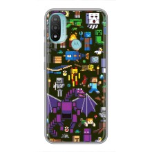 Чехол Майнкрафт на Motorola MOTO E40 (AlphaPrint) Minecraft (Коллаж Майнкрафт)