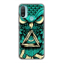 Чехол с птицами на Motorola MOTO E40 (VPrint) (Сова с глазом)