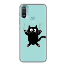 Чехол с милыми котиками на Мото Е40 (Черный кот)