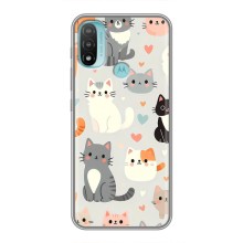 Чехол с рисунком кот на Motorola MOTO E40 (Коллаж котов)
