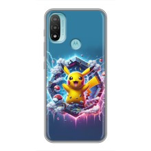 Чехол с Пикачу на Motorola MOTO E40 (Лого Пикачу)