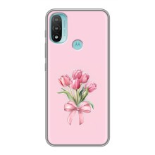 Чехол с розовым рисунком для Motorola MOTO E40 (Букет цветов)